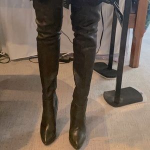 Vera Wang Lavender all leather Thigh High 5” stilettos